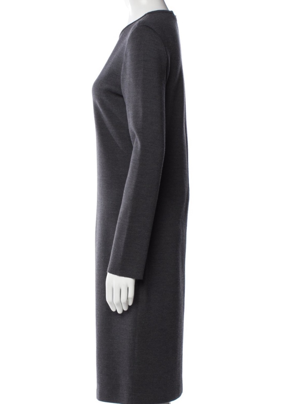 Classic St. John Grey Charcoal Knit Long-Sleeve Shift Dress – Size 8 - Picture 6 of 12